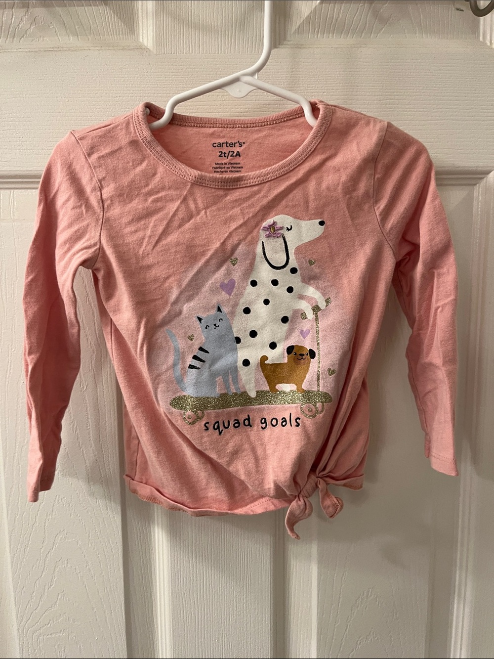 Carter's Pink Long-Sleeve 'Squad Goals' Knot-Front Tee